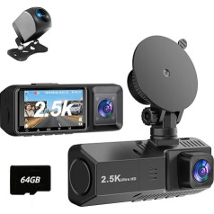 3 kanālu Dash Cam priekšējā un aizmugurējā iekšpuses Dash kamera automašīnām 2K + 1080P + 1080P, 3 veidu trīskanālu Dash Cam ar infrasarkano nakts redzamības nakts redzamības stāvvietas monitoru kravas automašīnu un taksometru vadītājie