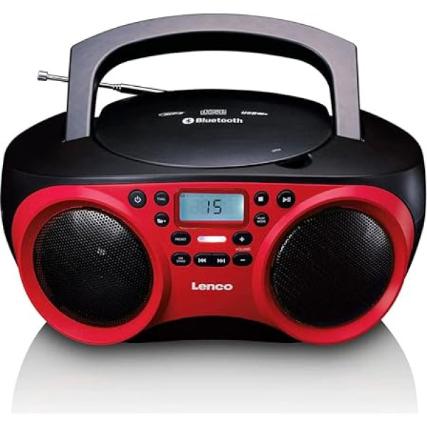 Lenco Radio CD atskaņotājs SCD-501 mit Bluetooth und USB in Rot/Schwarz