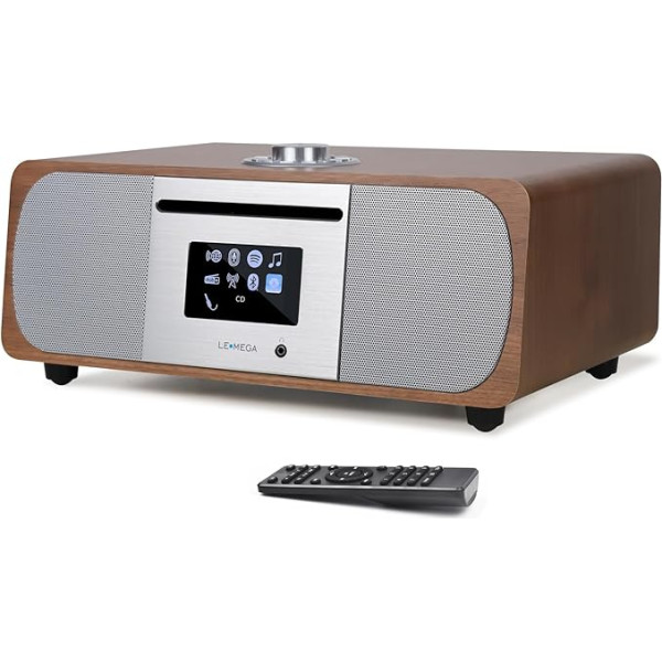 LEMEGA M5P 35W HIFI stereo mūzikas sistēma (DAB+, FM, CD atskaņotājs, interneta radio, Bluetooth raidītājs, Spotify Connect, USB atskaņotājs, AUX, dubultais modinātājs, austiņu ligzda, kompaktā sistēma, tālvadības pults)