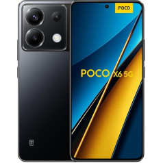 Xiaomi Poco X6 5G viedtālrunis 8+256GB Snapdragon 7s Gen 2 procesors 6,67 collu CrystalRes 120Hz FIow AMOLED displejs 64MP trīskāršā kamera 5100mAh akumulators 67W Turbo uzlāde (melns)