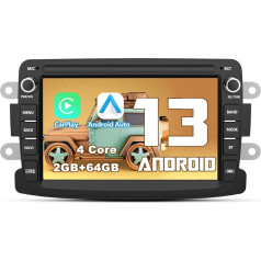 AWESAFE Android auto radio ar 7 collu skārienekrānu Renault Dacia, Duster Sandero Logan Captur Lodgy Dokker Symbol Android 13 2G + 64G ar navigāciju Vadības stūres WiFi Carplay