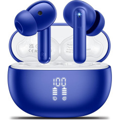 Bluetooth In-Ear austiņas Bezvadu Bluetooth 5.3 HiFi Stereo skaņa, austiņas ar 4 ENC atcelšanas mikrofonu, 42H bezvadu austiņas ar LED displeju, IPX7 ūdensizturīgas, piemērotas sportam/birojam, zilas