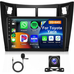 Hodozzy 2G + 64G Android auto radio Toyota Yaris 2005-2011 Carplay Android auto spoguļa saite, 9 collu skārienjūtīgais ekrāns ar GPS navigāciju WiFi Bluetooth Bluetooth FM RDS Hifi, atpakaļgaitas kamera Radio priekš