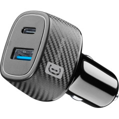 Cellularline Auto lādētājs, auto multipower ultra aprīkots ar USB portu un USB-C portu