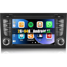 [2+64G] SIXWIN Android 13 auto radio Audi A4 B6 S4 RS4 ar Carplay/Android Car/Mirrorlink, 7 collu kapacitīvais skārienjūtīgais skārienjūtīgais ekrāns Atbalsta WiFi GPS FM Bluetooth EQ