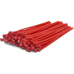 Cableties.co.uk Daudzfunkcionālas kabeļu saites Heavy Duty atkārtoti izmantojamas sarkanas 250mm x 7.6mm noņemamas Premium neilona kabeļu saites 100 Pack Plastmasas kabeļu saites iekštelpām ārpus telpām, mājām, birojiem un DIY