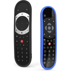 Sky Q Silicone Remote Control Cover Shock Proof Cover for Sky Q, Sky Glass Remote, Touch Remote and All Popular Sky Q Bluetooth Remote Controls - Black and Blue (Pack of 2)