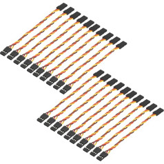 20 Pack 3 Pin Servo pagarinājuma kabeļa savienotājs Twist Wire Male to Male 10cm 26AWG 30 Core Servo uztvērēja vads RC modeļu lidaparātiem