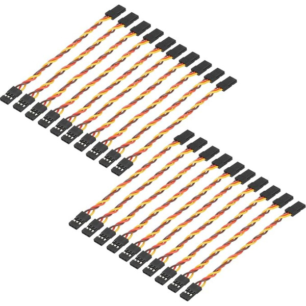 20 Pack 3 Pin Servo pagarinājuma kabeļa savienotājs Twist Wire Male to Male 10cm 26AWG 30 Core Servo uztvērēja vads RC modeļu lidaparātiem