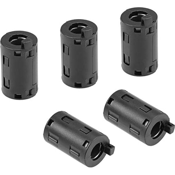 Iepirkumu karte 11mm ferīta serdeņu gredzens Clip On RFI EMI trokšņu samazināšanas filtra kabeļu klips melns Pack of 5