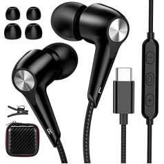 USB C austiņas, HiFi Stereo In-Ear austiņas USB C savienojums ar kabeli, ENC mikrofons, trokšņu ekranēšana, C tipa austiņas Galaxy A55 A35 5G Samsung A54 A34 S24 iPhone 15 Pro Pixel 8a 7 Xiaomi 14