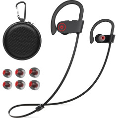 NUASI Bluetooth austiņas, bezvadu Bluetooth austiņas ar Bluetooth 5.3, Bluetooth austiņas Sport Deep Bass Stereo, IPX7 ūdensizturīgas, Bluetooth austiņas ausīs skriešanas treniņiem, melnas krāsas