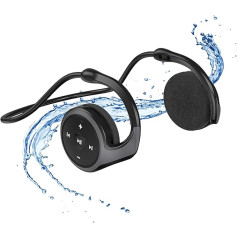 Mokeum Bluetooth sporta austiņas Bezvadu Bluetooth 5.0 kakla lente ap galvu Vieglas, salokāmas, bezvadu, sviedrumizturīgas sporta zālei, jogai, ceļošanai (melnas)