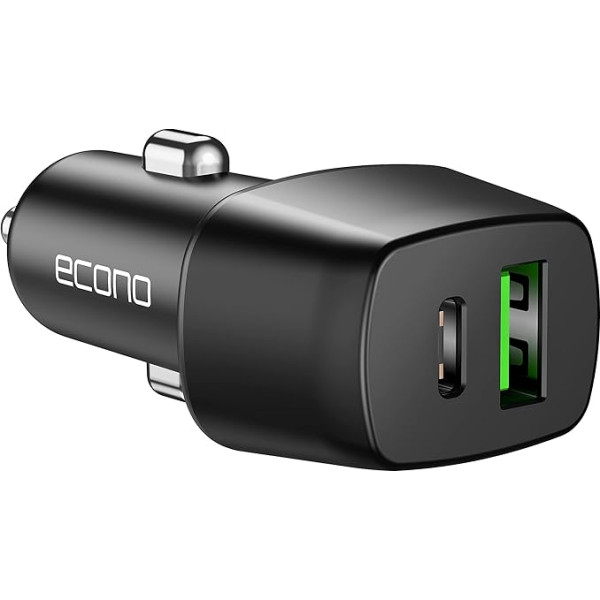 Econo Original 30 W USB C auto lādētāja adapteris, 12 V/24 V divu portu ātrās uzlādes ligzda ar PD un QC3.0, auto mobilā tālruņa lādētājs, cigarešu aizdedzinātājs, saderīgs ar iPhone 14/13/12/11/Pro, Samsung