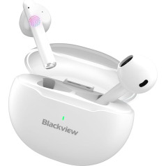 Bluetooth austiņas ausīs, Blackview AirBuds 6 bezvadu Bluetooth 5.3 sporta bezvadu austiņas/trokšņu slāpēšana/HiFi stereo skaņa/skārienu sensori/4 mikrofoni/IPX7 ūdensizturība/24 H atskaņošanas laiks/baltas krāsas