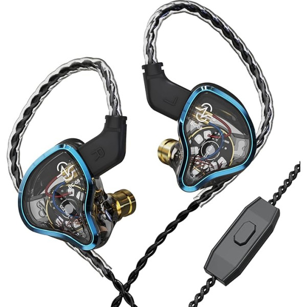 Yinyoo CCZ Warrior 3BA + 1DD Hybrid HiFi In-Ear austiņas HD zvaniem Viegla trokšņu slāpēšana, saderīgas ar iPhone, iPad, Android (zilas, ar mikrofonu)