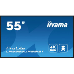 55 collu monitors lh5565uhsb-b1, 24/7, ips, android 11, 4k, 800cd, iisignage2, sdm, 2x hdmi, dp, 2x usb, 2x 10w, rj45, wifi, 4/32gb, vertikāls/horizontāls, 400x400(vesa)