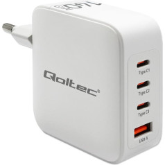 Jaudas lādētājs 140w gan | 5-20v | 2,5-5a | 3xusb-c pd | 1xusbqc 3.0 | balts