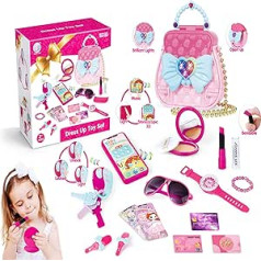 FGXY Girls My First Wallet Set, Princess Toy Money Purse Dress Up Makeup Set Fake Bag Play Lipstick Children's Credit Card Keys Birthday Gift Toy for Girls