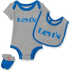 Levi's Kids Naujas logotipas, kūdikių kepurė, kombinezonas, 3 dalių berniukų rinkinys, princas mėlynas