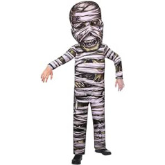 Amscan – vaikiškas mumijos kostiumas, kombinezonas, gobtuvas su integruota kauke, baisus kostiumas, siaubo filmas, teminis vakarėlis, karnavalas, helovinas