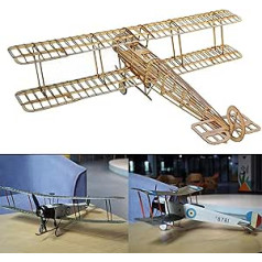 Avro 504k Slow Flyer komplekts, 505 mm spārnu izpletums, mērogs 1/20, plaknes modelis, lai uzbūvētu pats, Balsa Wood Kit, RC lidmašīnas modeļu veidošanas komplekts, 385 x 505 x 152 mm liels, griezts ar lāzeru, lidojuma svars 65,7 g