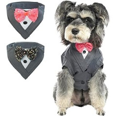 IECOii šunų smokingo kostiumas su 2 kaklaraiščiais su peteliškės, šunų vestuvinė apranga mažiems, vidutiniams ir dideliems šunims, naminio šuns kostiumas Helovino Kalėdų gimtadienio vakarėlio šunų drabužių kostiumas