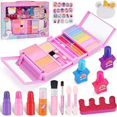 Kinder Makeup Sets für Mädchen: 33 Stück Waschbares Makeup Set mit Kosmetiktasche und Tasche, Kinder Spielen Makeup Spielzeug Geschenk für kleine Mädchen Kinder Alter 3 4 5 6 7 8 9 10 Jahre alt