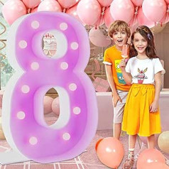 time2smile Colorful Marquee Numbers 48 Inch Marquee Numbers 8 Choose Your Colour Decoration for Girls Boys 80th Birthday Decorations for Men Women No Glue Gun