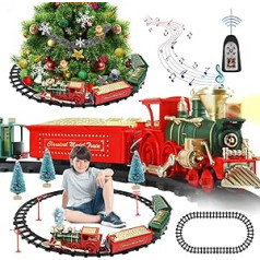 FORMIZON bērnu elektriskā vilciena komplekts bērniem, Ziemassvētku vilcieniņš apkārt eglei ar skaņām un gaismām, radoša tālvadības pults vilciena rotaļlieta ar sliedēm bērniem no 3 gadiem