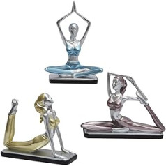 Amoy-Art 3 x Yoga Figures, Arts Ballerina Sculpture Statue, Polyresin Decor Gift