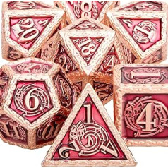 ARUOHHA Metal DND Dice Set with Gift Box Music Design Polyhedral Dice Set Dungeons and Dragons Copper Purple 7pcs D&D Dice Role Playing Games 6 Sided D and D Dice Dice D20 D6 D4