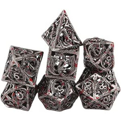 Tonysa 7pcs Bloodstain Hollow Dice, Hollow Metal DND Dice Set for Role Play Dice Junkie, Table Game for Adults