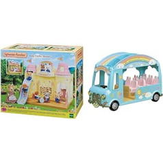 Sylvanian Families 5316 Kūdikių pilies vaikų darželio lėlių namelio žaidimų rinkinys ir 5317 Baby Bus Sunshine Dollhouse automobilių žaidimų rinkinys