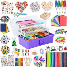 LOORUNX Amatniecības komplekts Bērnu DIY Amatniecības futrālis Amatniecības piederumi amatniecībai Cauruļu tīrīšanas līdzekļi Googly Eyes Beads Radošs scrapbooking amatniecības komplekts meitenēm zēniem (violeta)