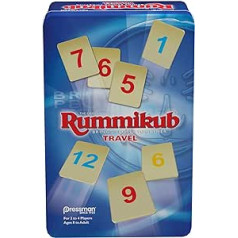 Rummikub Travel kolekcionējamās skārda 106 plastmasas flīzēs Oriģinālā spēle