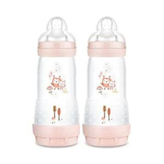 MAM Easy Start Anticolica zīdaiņu pudelīšu komplekts pa 2 ar SkinSoftTM silikona knupīti, 4+ mēneši, 320 ml, rozā