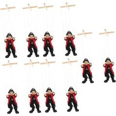 ibasenice 10 žaislų marionečių pakuotė vaikams Žaidimų rinkinys vaikams Vaikų žaislai Rankinės lėlės Lėlės meksikietiškiems žaislams Klounas Lėlė Piratų mediena Unikalus nešiojamas kabelis