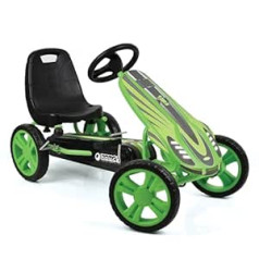 Hauck Toys for Kids Go-Kart Speedster Pedal Go-Cart with Handbrake and Adjustable Seat, for Children from 4 Years, Green