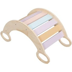 Buxibo koka kāpšanas tilts - Montessori kāpšanas rāmis - dabīgs koks - bērnu rotaļlieta motoriku attīstībai un jautrībai - pasteļkrāsas - 74,6 x 38,5 x 36,5 cm -