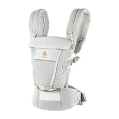 Ergobaby Adapt Baby Carrier for Newborns from Birth, 3 Positions SoftFlex Mesh Ergonomic Baby Belly Carrier Back Carrier Baby Carrier Baby Carry Bag, Pearl Grey