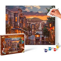 Schipper 609130896 Paint by Numbers - Evening Mood in San Francisco - Painting Pictures for Adults, Includes Brush and Acrylic Paints, 40 x 50 cm