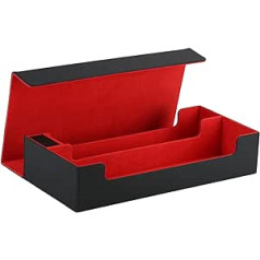 MENAYODA Trading Card Box for 550+ Cards, Premium Magnetic Flip Box Cards Storage Box for Playing Cards for Collecting and Exchanging (Black & Red)