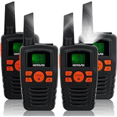 Retevis RA635 Walkie Talkie 4, 16 kanāli, PMR446 bez licences, liela darbības rādiusa, CTCSS/DCS, VOX, LED lāpa, rācijas Dāvanas pieaugušajiem, bērniem, slēpošana, aktivitātes brīvā dabā