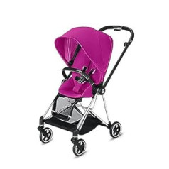 Cybex Mios 2 Complete Stroller, One Handed Folding Reversible Seat, Smooth Ride 4WD Suspension, Extra Storage, Adjustable Leg Rest, XXL Sun Canopy, Fancy Pink with Chrome/Black Frame