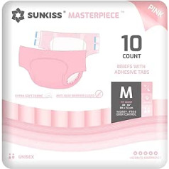 SUNKISS Masterpiece Adult Nappies with Ultimate Absorbency, Disposable Incontinence Briefs for Men and Women, with Tabs, Leak Protection for Bladder Weakness, Pink, Medium, Pack of 40