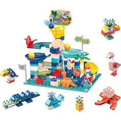 IIROMECI Dinosaur Marble Run statybiniai blokai, klasikiniai dideli blokai STEM mokomasis žaislas 4–8 metų vaikams, plytų rinkinys, suderinamas su visais pagrindiniais prekių ženklais, dovana berniukams mergaitėms