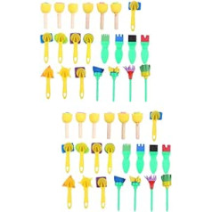 TOYANDONA Pack of 44 Children's Brush Sponge for Children Amatniecība Sūkļa apgleznošana Sūkļa ota bērniem Formas sūkļi Maziem bērniem Māksla Glezniecība Sūklis Sūklis Glezniecība Krāsots koka zīmēšanas rīks