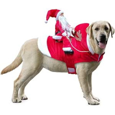 Idepet kalėdinis šuns kostiumas su Kalėdų Seneliu, jojančiu ant augintinio, katės / šuns kalėdinis džemperis, raudonas