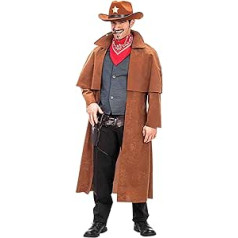 Carnival Toys 80333 - Cowboymantel Samt, Jeansweste, Größe M-L, braun